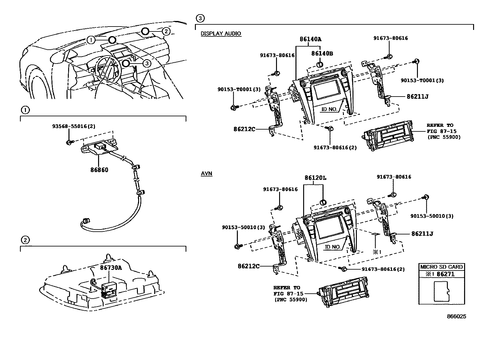 Toyota CAMRY 导航和前监视器显示屏 EPC diagram — 866025