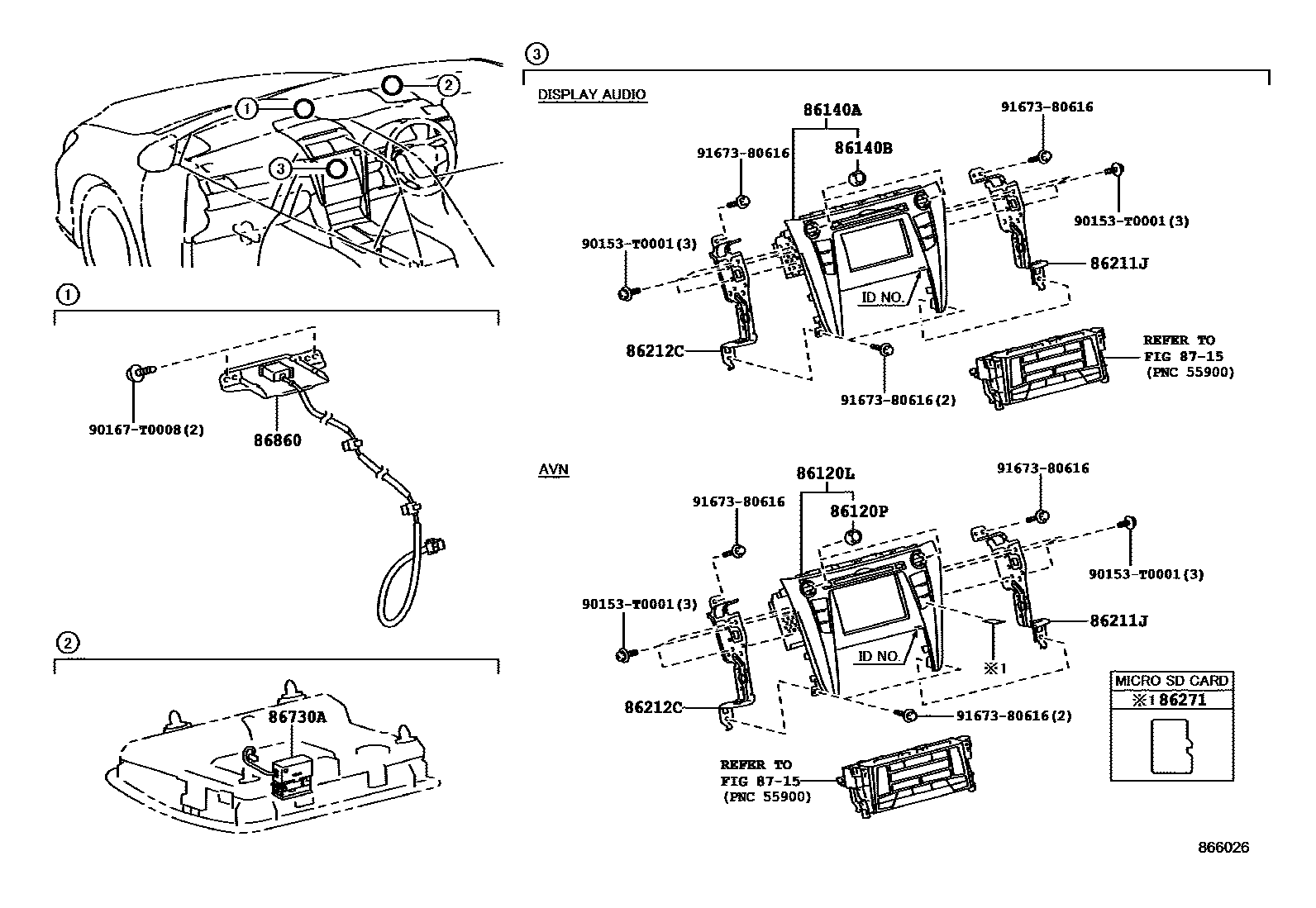 Toyota CAMRY 导航和前监视器显示屏 EPC diagram — 866026