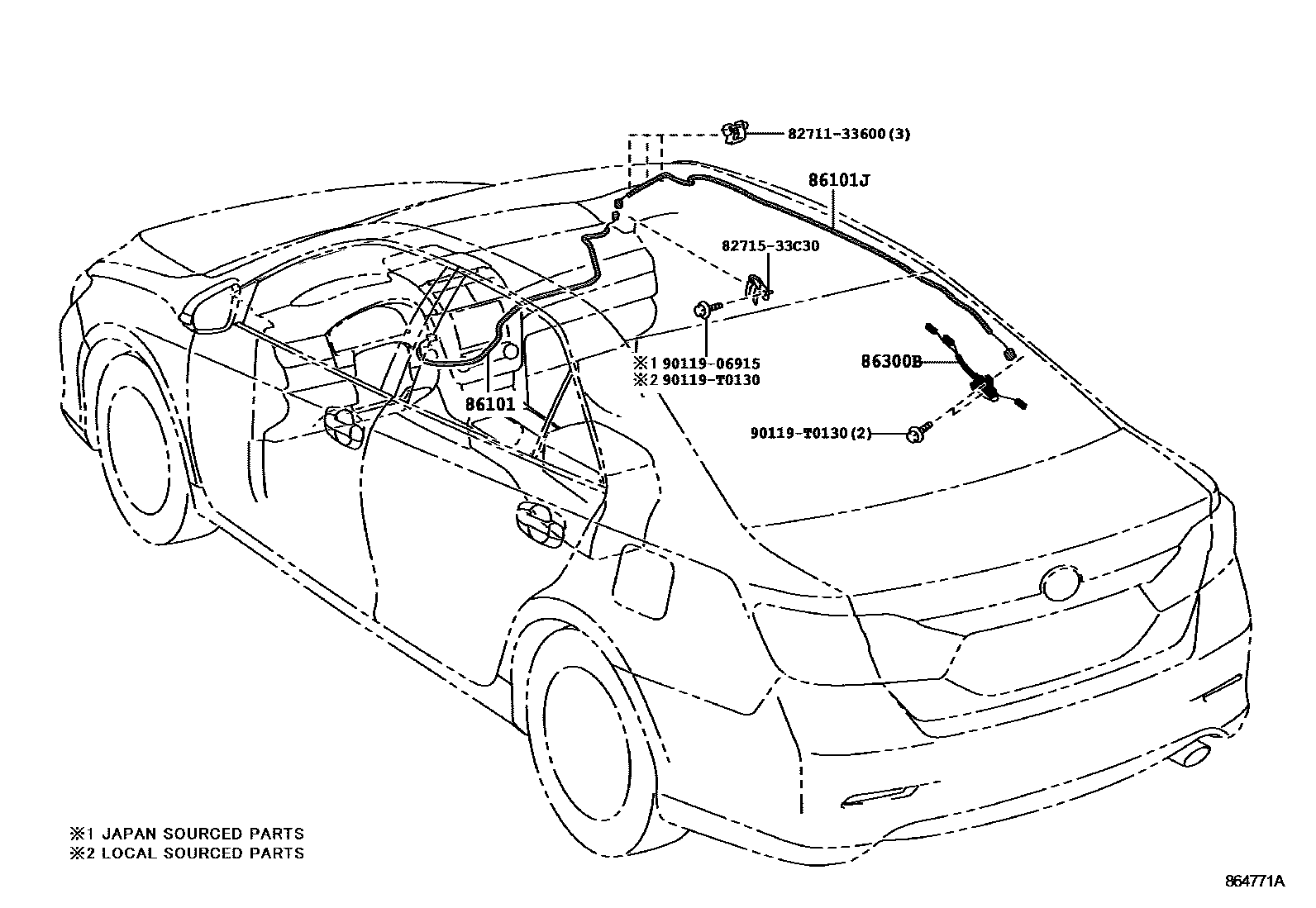 Toyota CAMRY antenna EPC diagram — 864771A