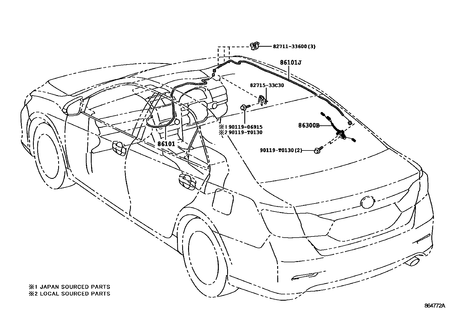 Toyota CAMRY antenna EPC diagram — 864772A