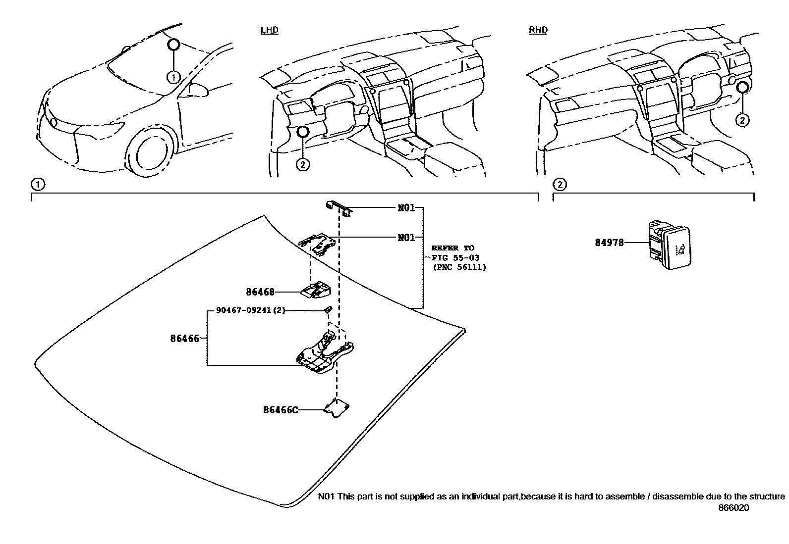 Toyota CAMRY 车道保持辅助系统 EPC diagram — 866020