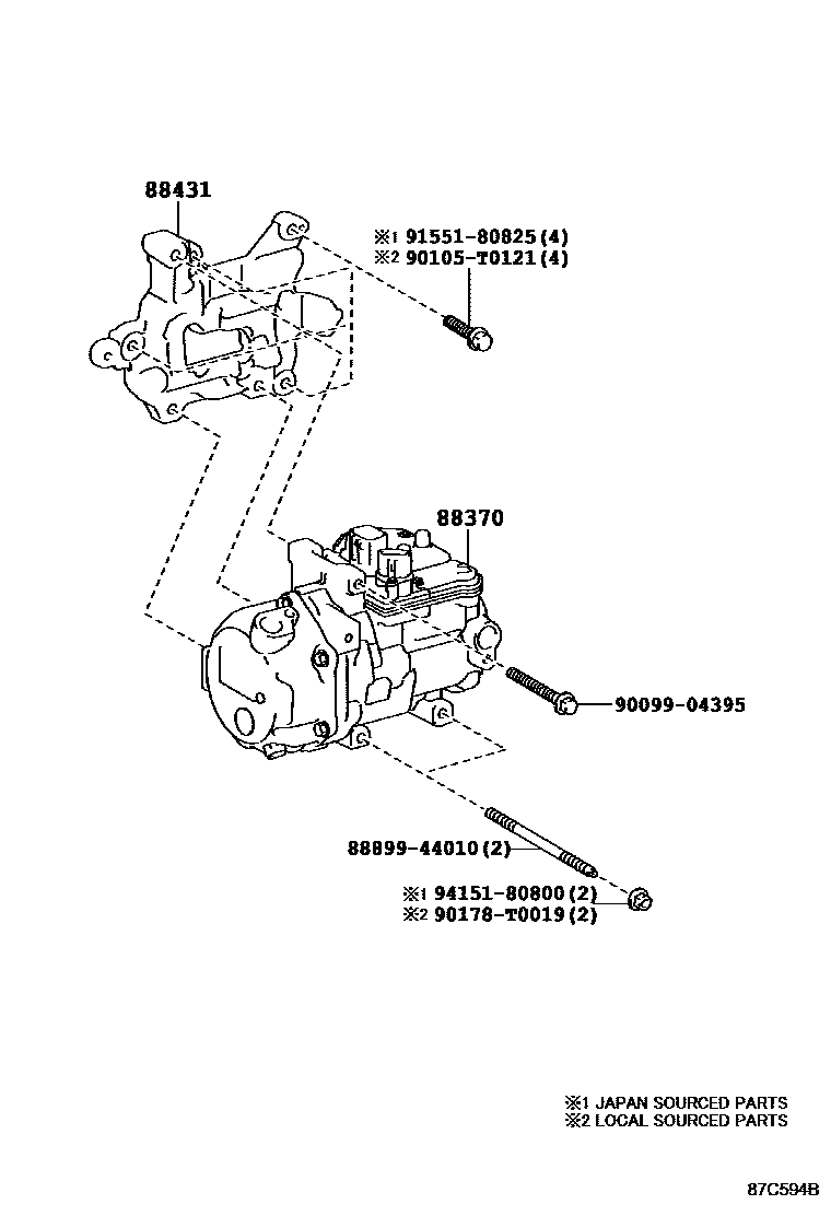 Toyota CAMRY Heating & Air Conditioning - Compressor EPC diagram — 87C594B