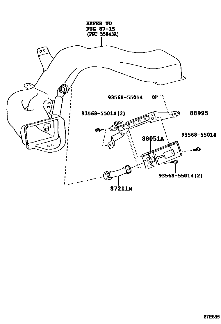 Toyota CAMRY 空气净化器或离子发生器 EPC diagram — 87E685