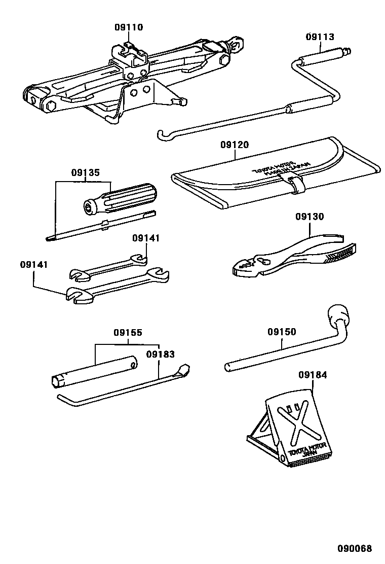 Toyota CAMRY Standard Tools EPC diagram — 090068