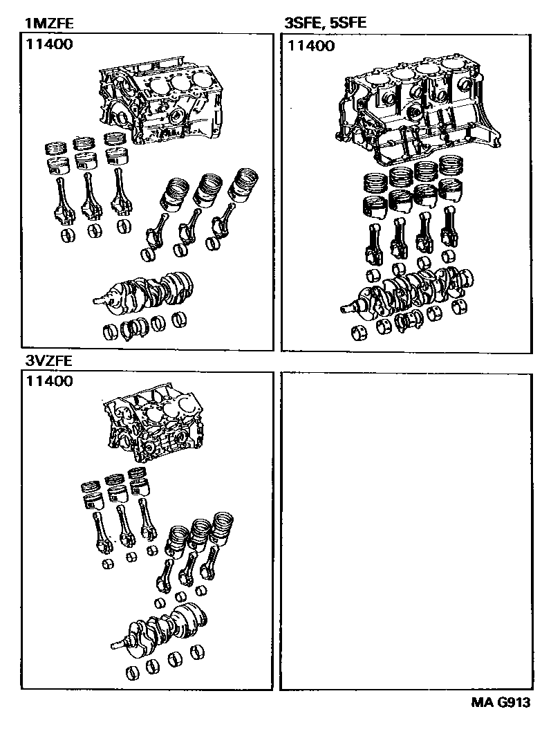 Toyota CAMRY Short Block Assembly EPC diagram — MAG913