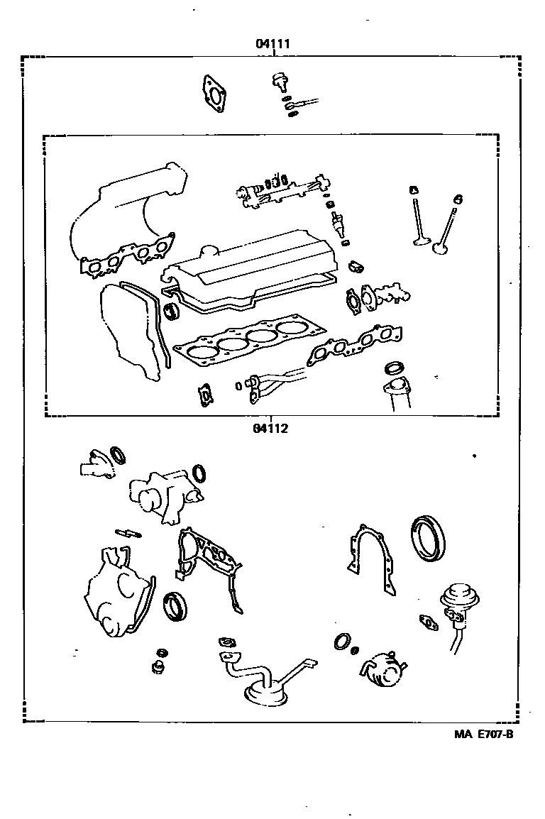 Toyota CAMRY Engine Overhaul Gasket Kit EPC diagram — MAE707B