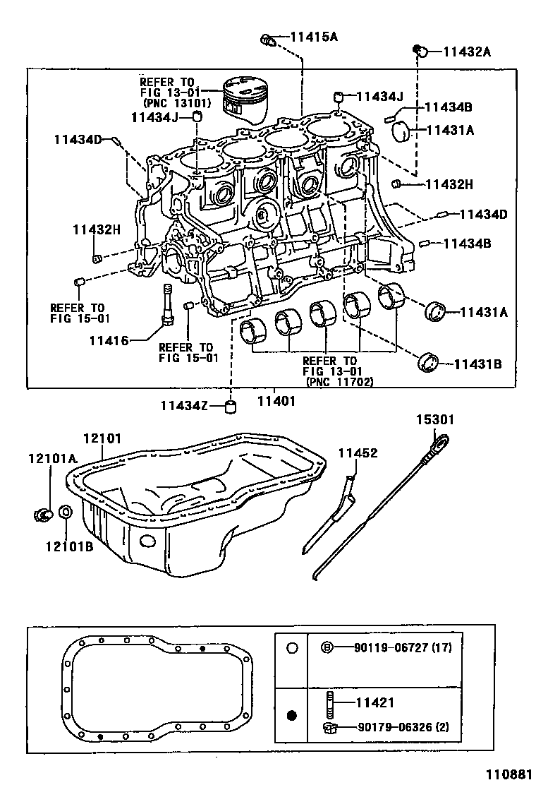 Toyota CAMRY Cylinder Block EPC diagram — 110881