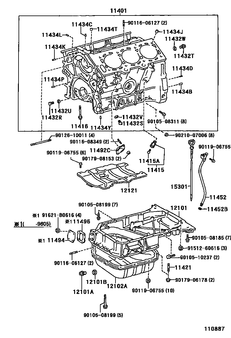 Toyota CAMRY Cylinder Block EPC diagram — 110887