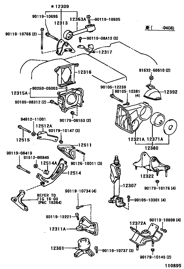 Toyota CAMRY Engine Mounting EPC diagram — 110895