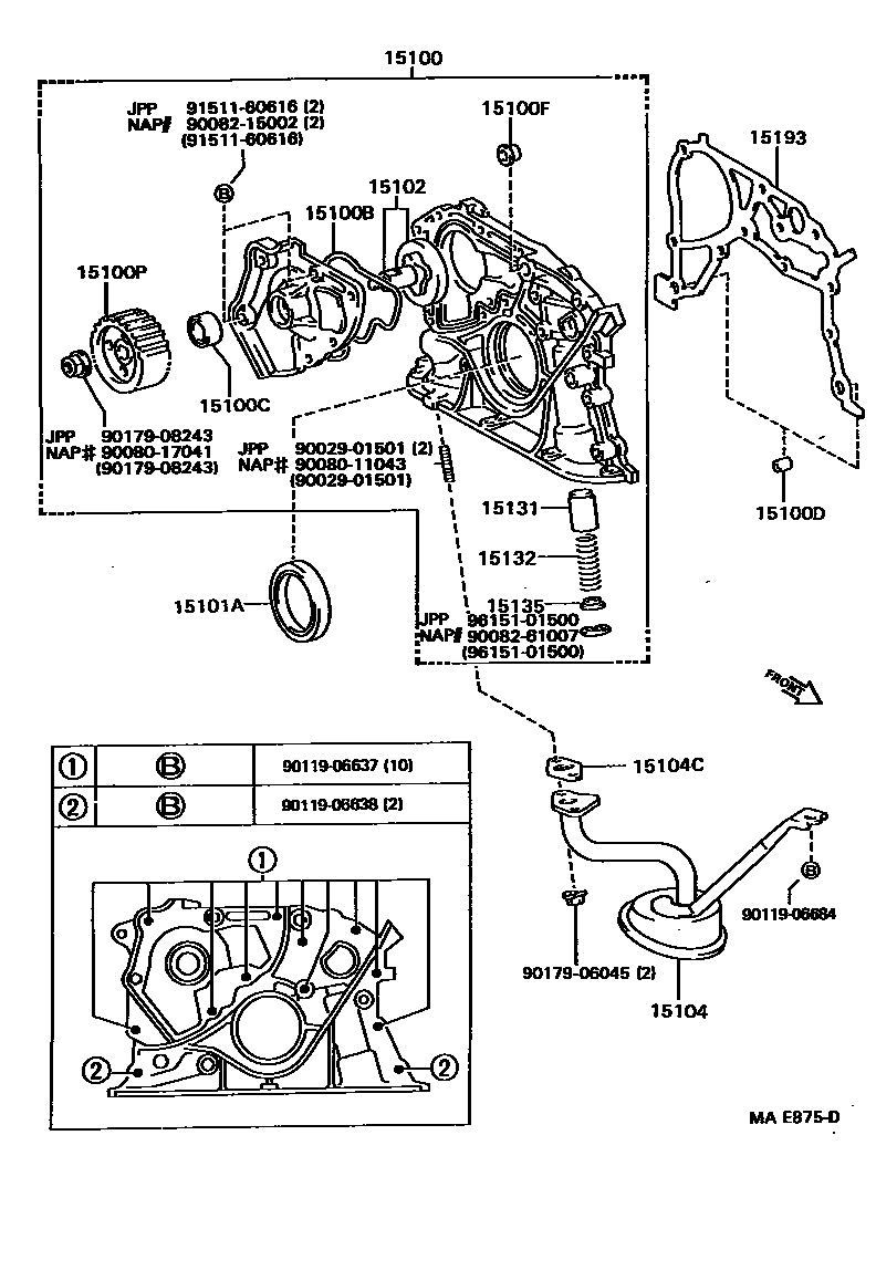 Toyota CAMRY Engine Oil Pump EPC diagram — MAE875D