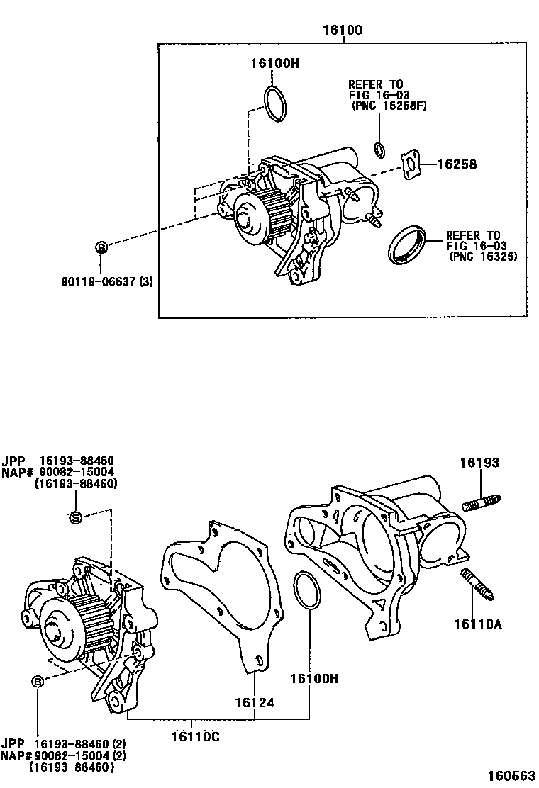 Toyota CAMRY Water Pump EPC diagram — 160563