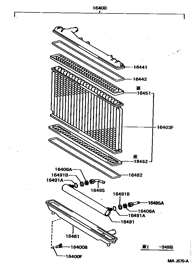 Toyota CAMRY RADIATOR & WATER OUTLET EPC diagram — MAJ570A