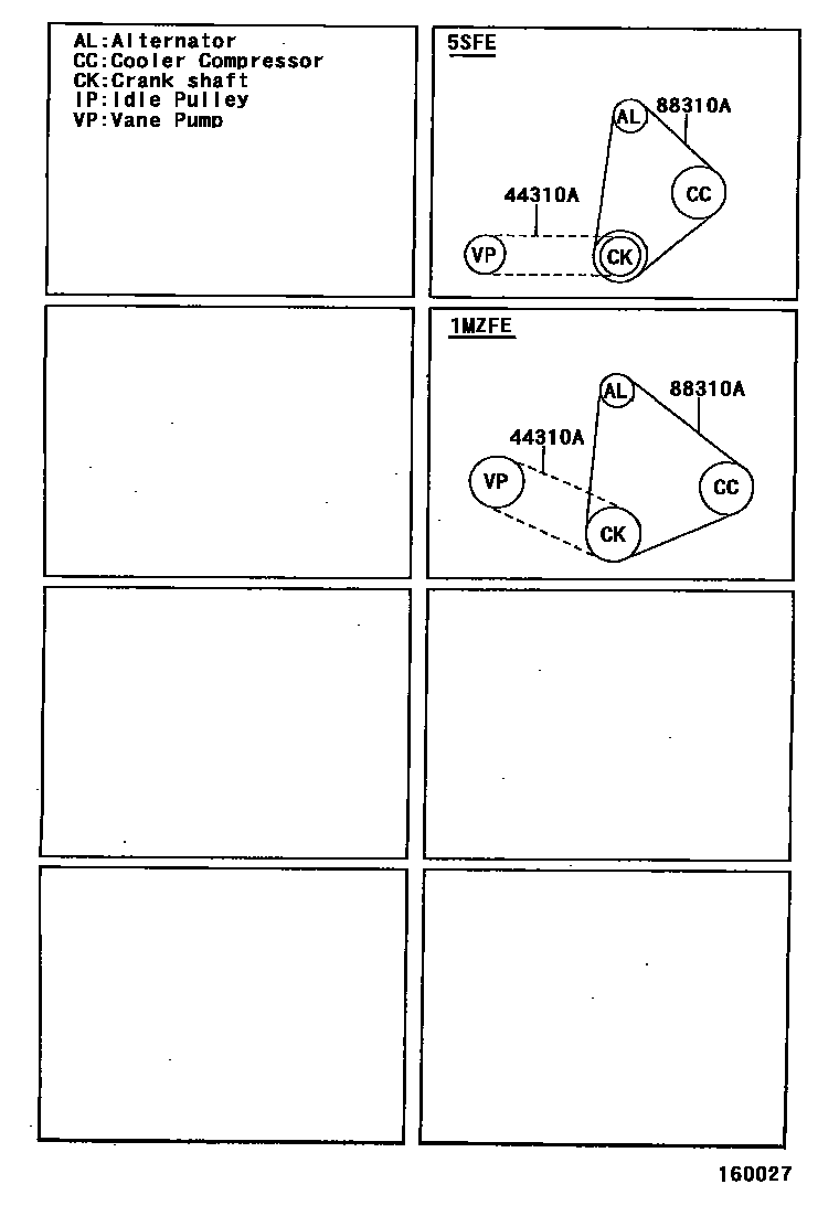 Toyota CAMRY V-Belt EPC diagram — 160027