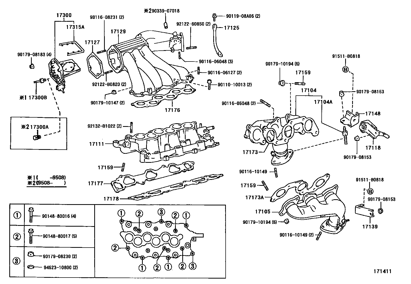 Toyota CAMRY Manifold EPC diagram — 171411