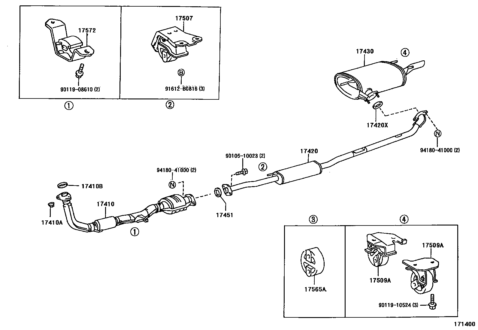 Toyota CAMRY Exhaust Pipe EPC diagram — 171400