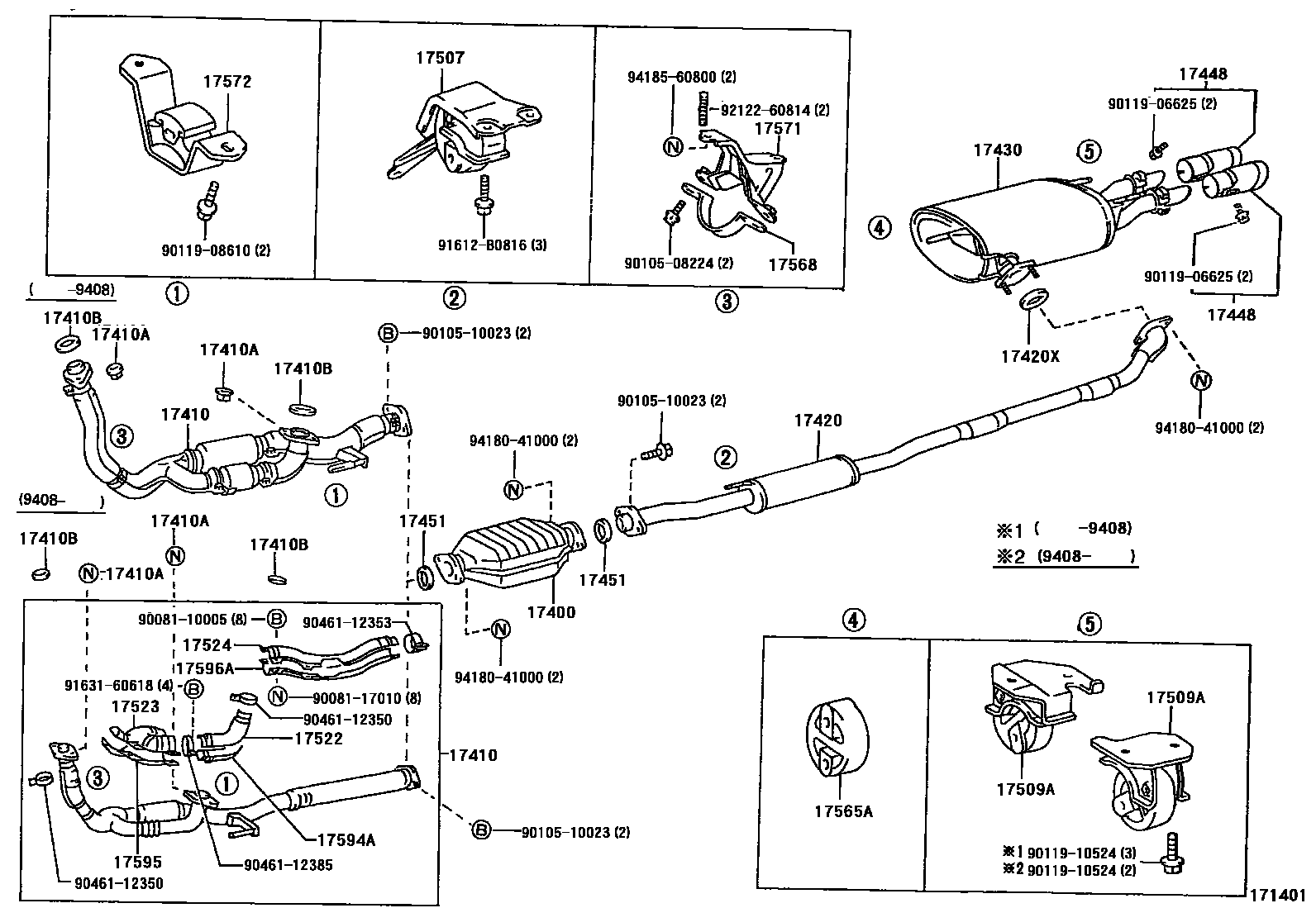 Toyota CAMRY Exhaust Pipe EPC diagram — 171401