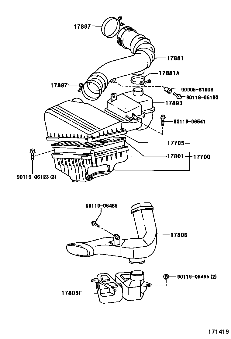 Toyota CAMRY Air Cleaner EPC diagram — 171419