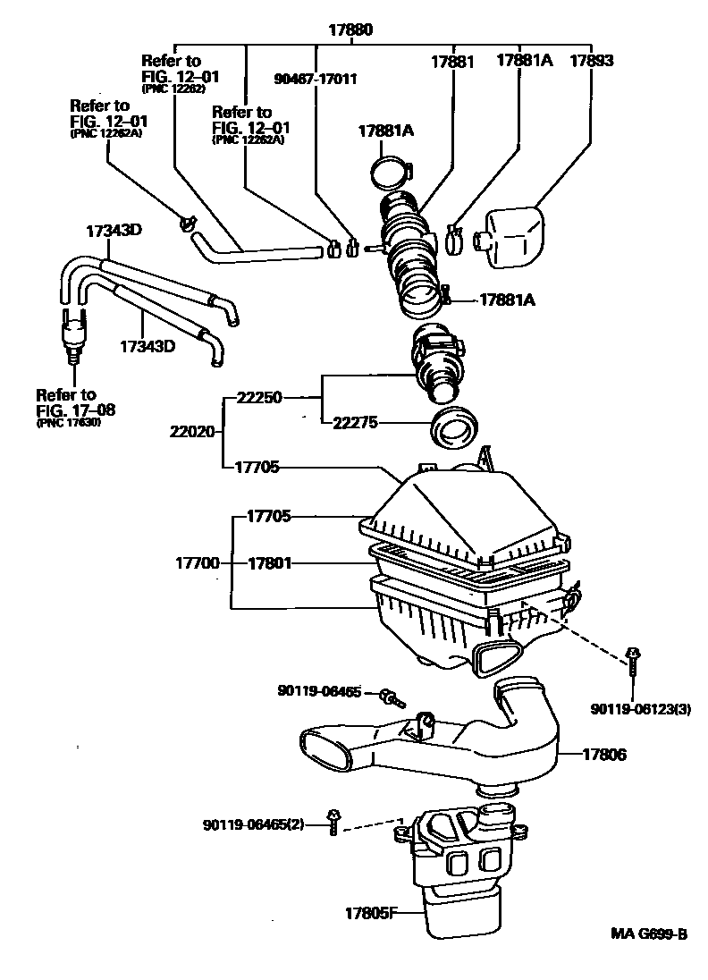 Toyota CAMRY Air Cleaner EPC diagram — MAG699B