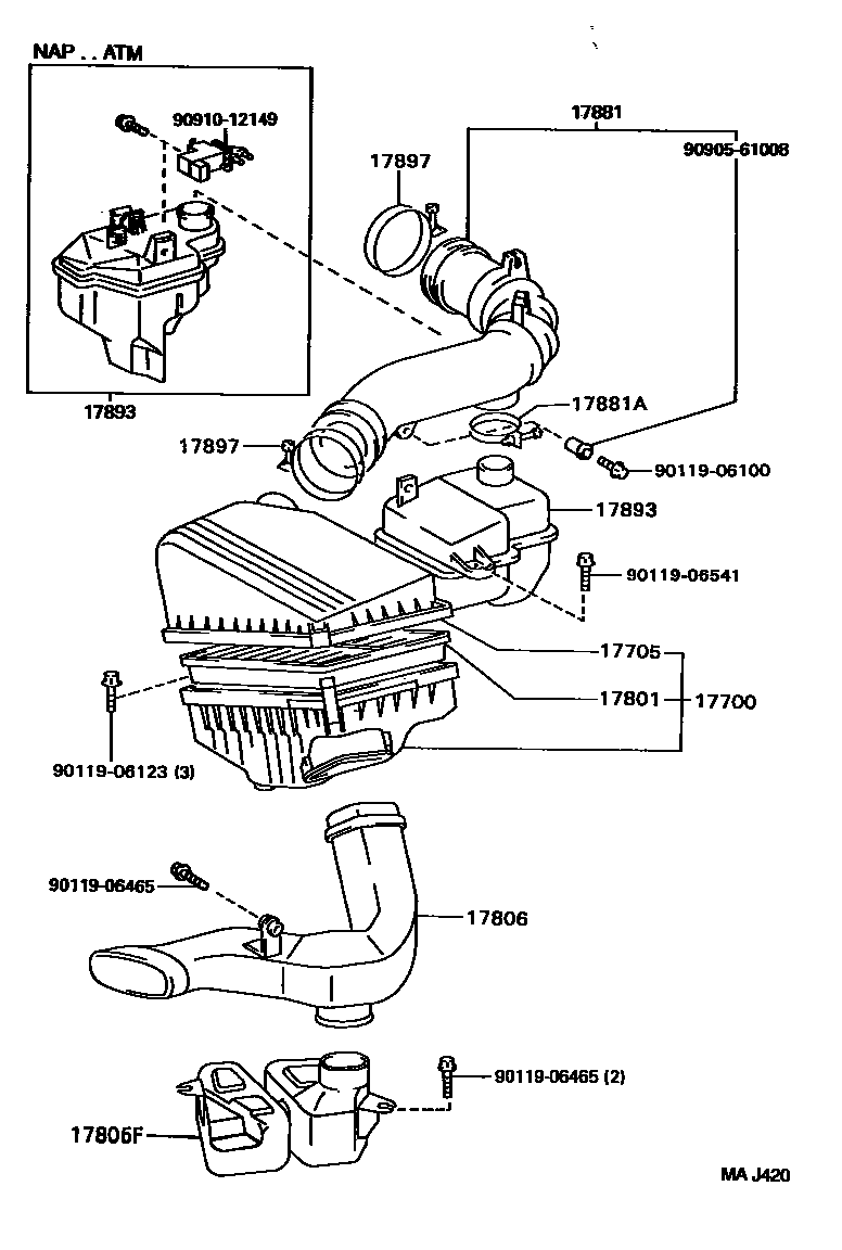 Toyota CAMRY Air Cleaner EPC diagram — MAJ420