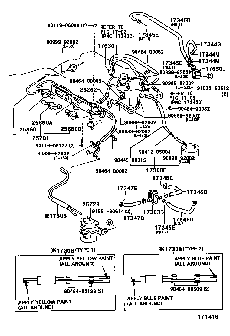 Toyota CAMRY vacuum tube EPC diagram — 171416