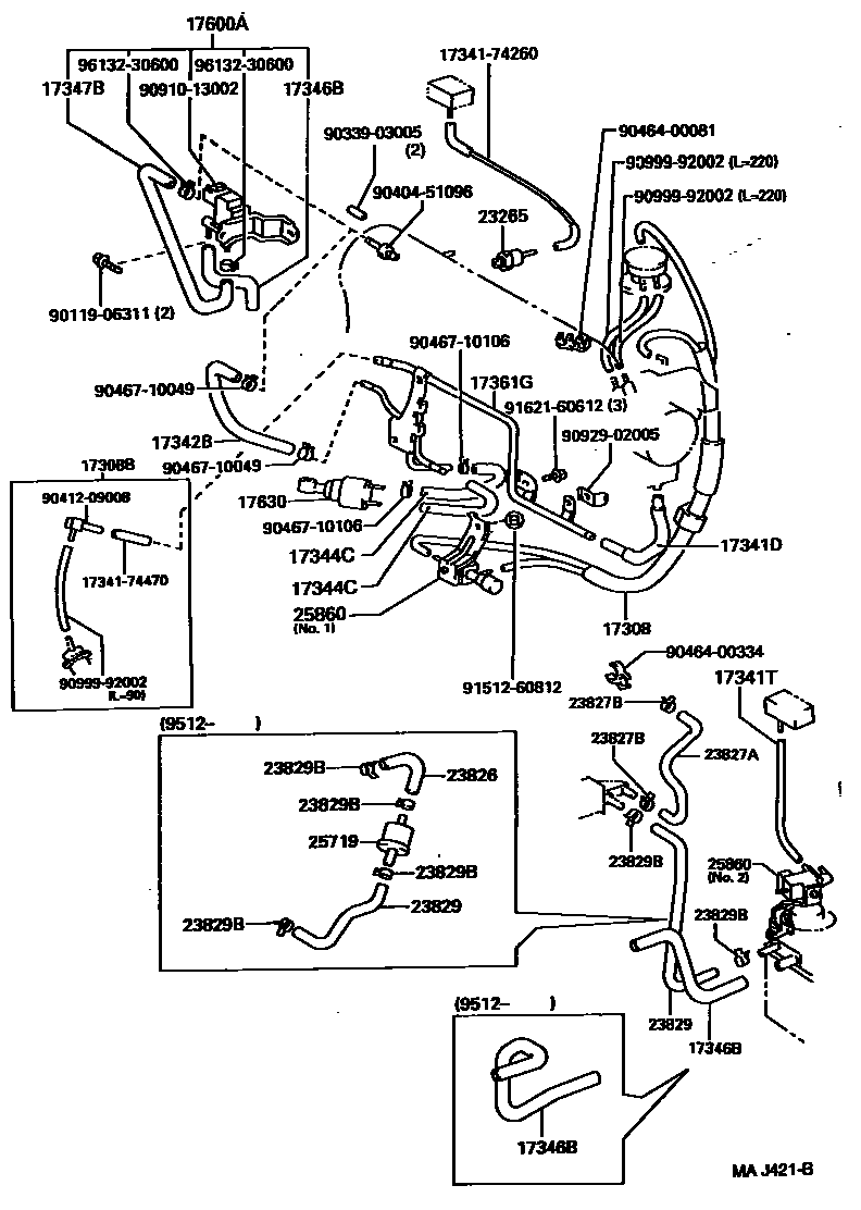 Toyota CAMRY vacuum tube EPC diagram — MAJ421B
