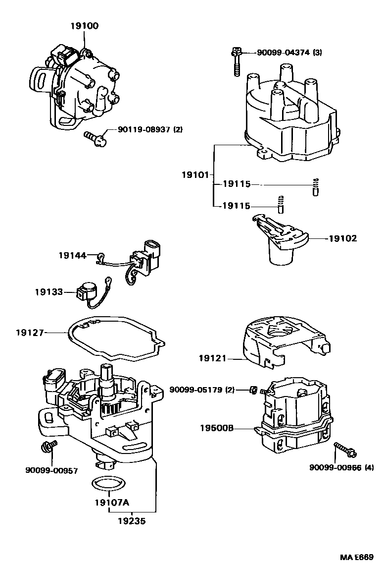 Toyota CAMRY 分电器 EPC diagram — MAE669