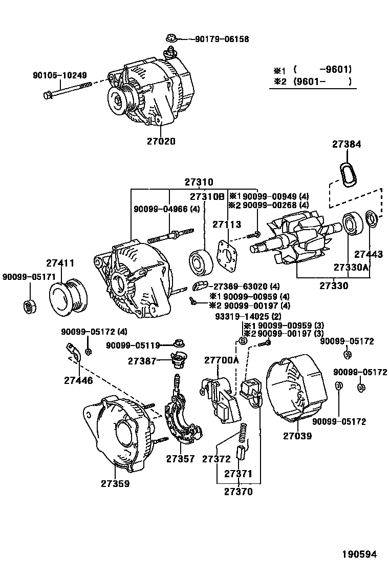 Toyota CAMRY Alternator EPC diagram — 190594