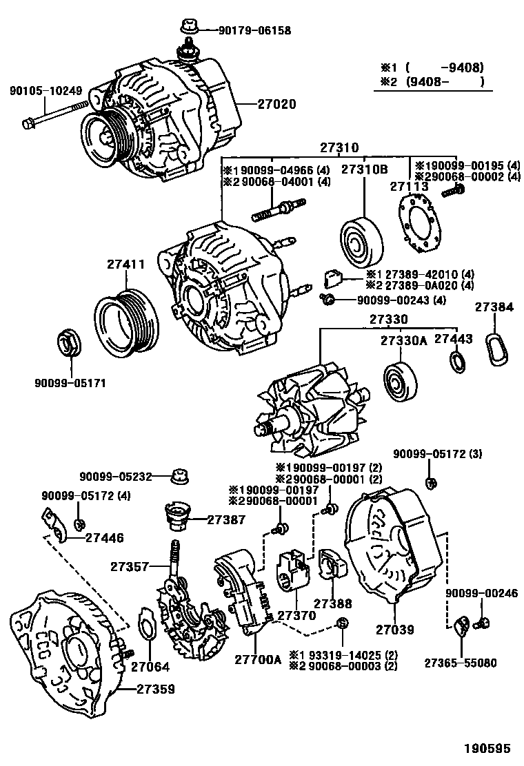Toyota CAMRY Alternator EPC diagram — 190595