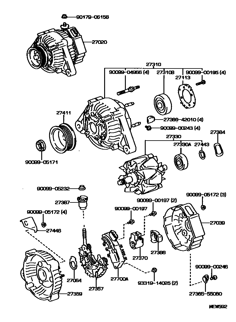 Toyota CAMRY Alternator EPC diagram — MEW592