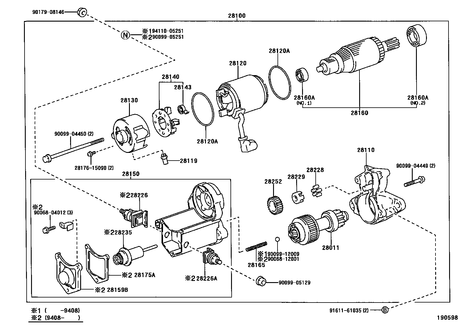 Toyota CAMRY 起动机 EPC diagram — 190598