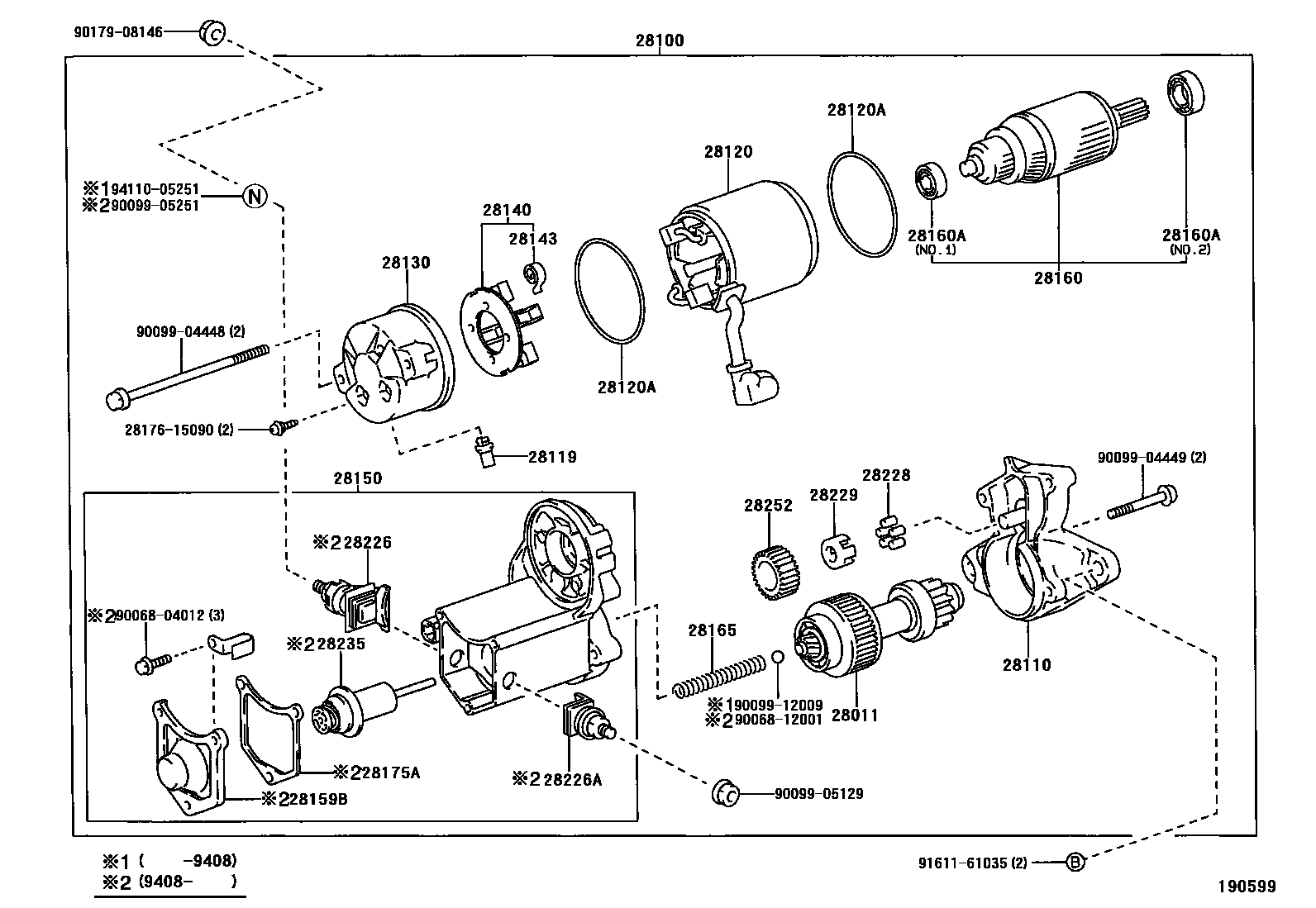 Toyota CAMRY 起动机 EPC diagram — 190599