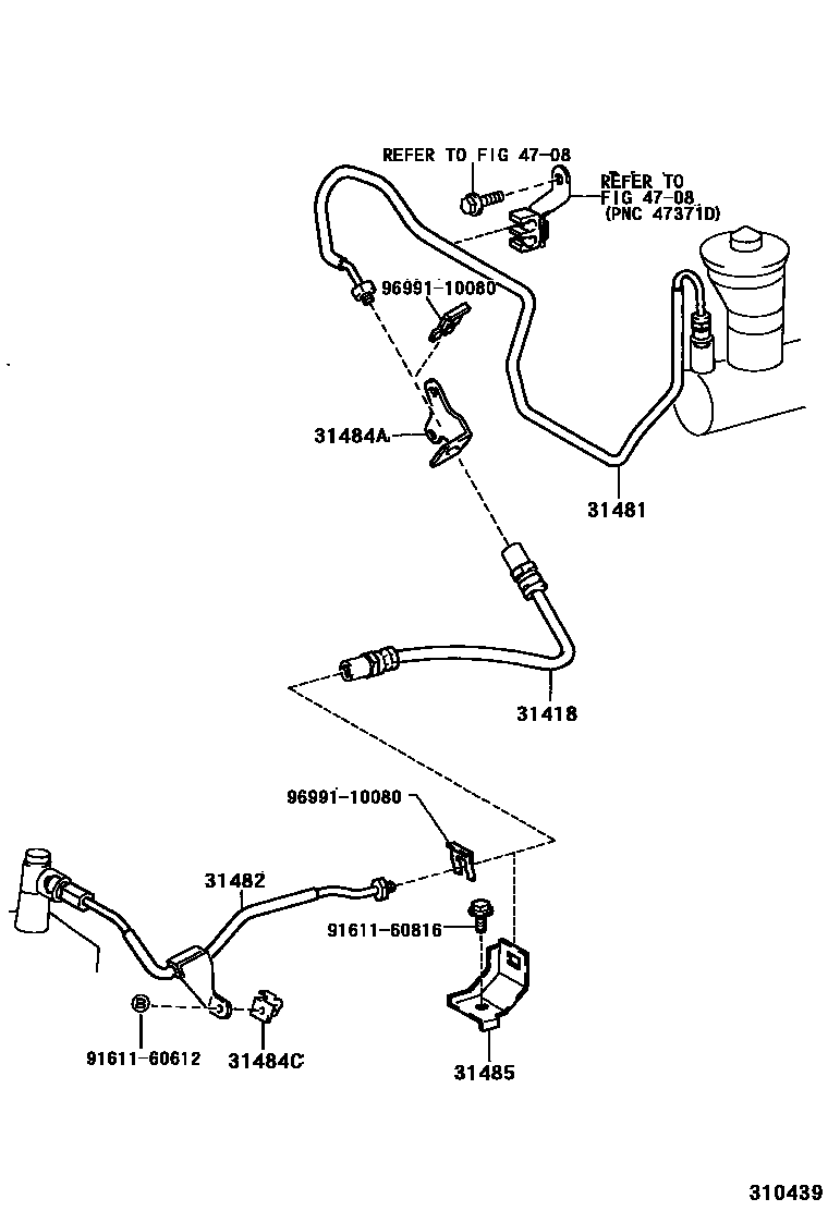 Toyota CAMRY 离合器踏板和挠性软管 EPC diagram — 310439