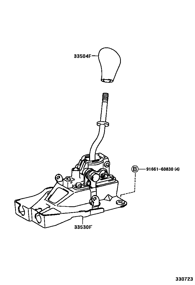 Toyota CAMRY Shift Lever & Retainer EPC diagram — 330723
