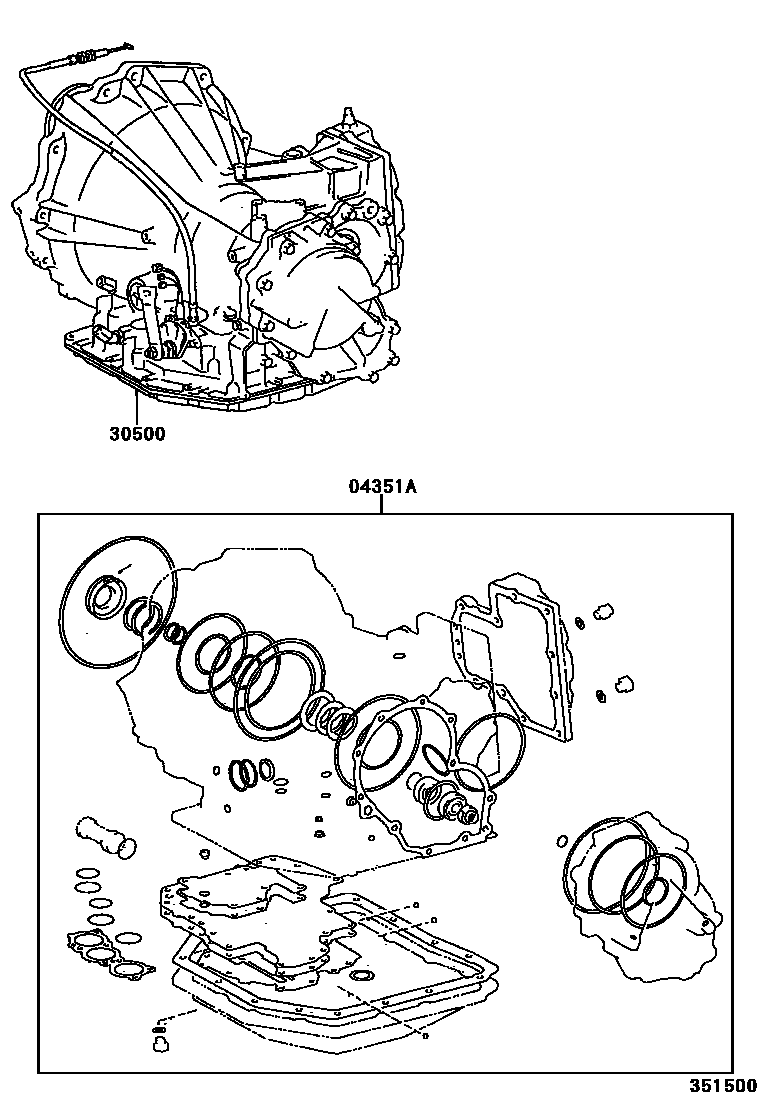 Toyota CAMRY 传动桥或变速器总成和衬垫组件(ATM) EPC diagram — 351500