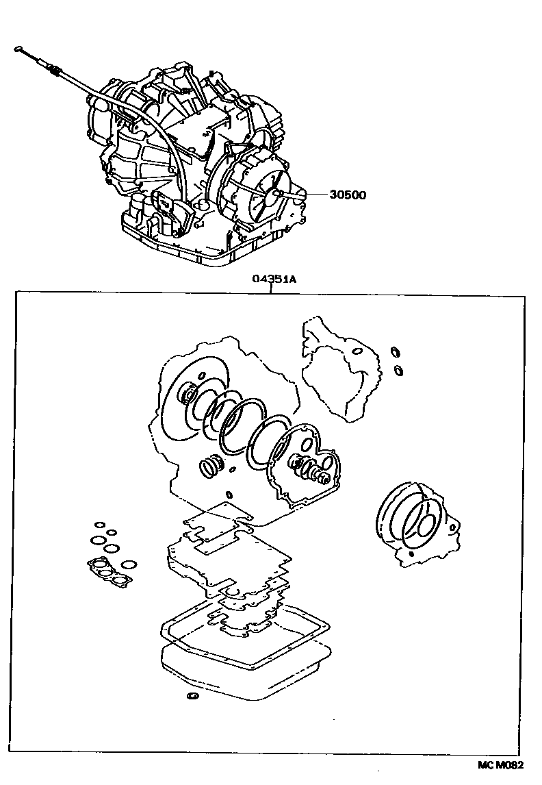 Toyota CAMRY 传动桥或变速器总成和衬垫组件(ATM) EPC diagram — MCM082