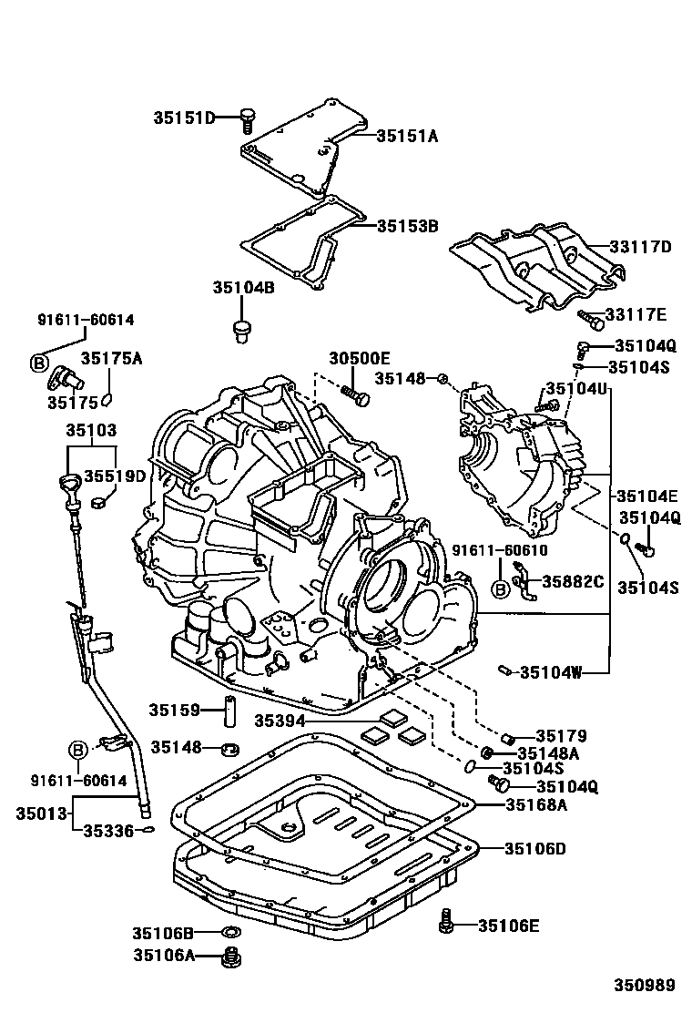 Toyota CAMRY 变速器壳和油底壳(ATM) EPC diagram — 350989