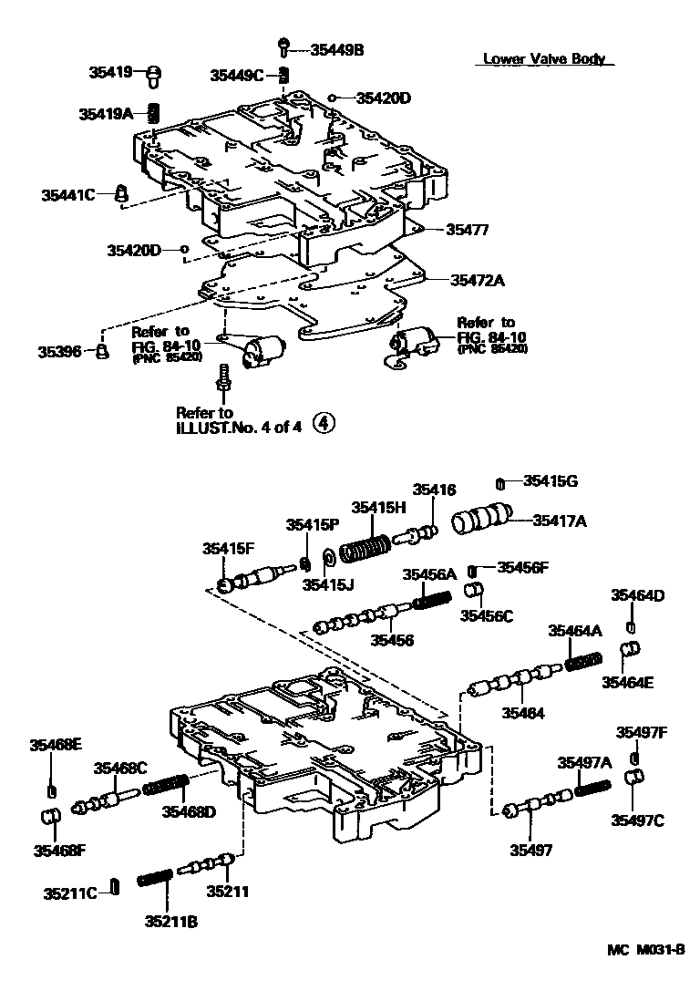 Toyota CAMRY 阀体和滤油网(ATM) EPC diagram — MCM031B