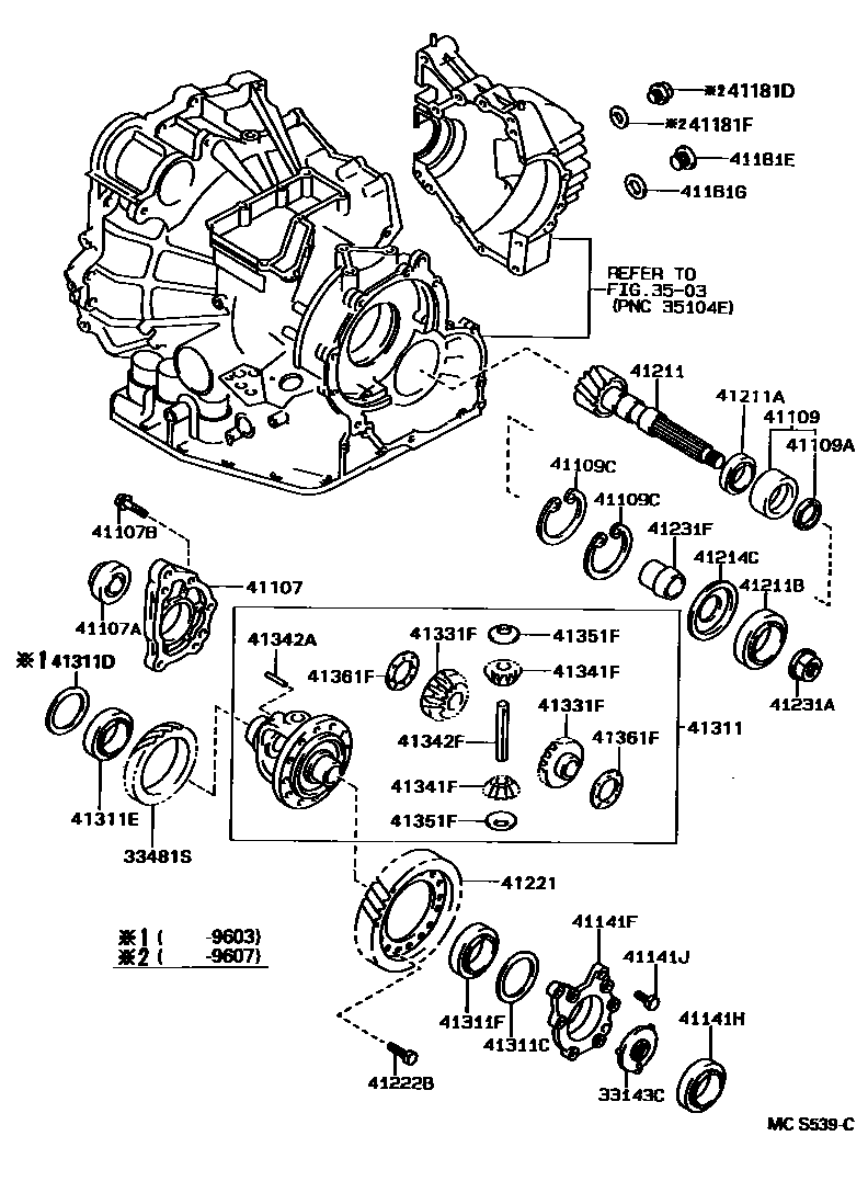 Toyota CAMRY 前桥壳和差速器 EPC diagram — MCS539C