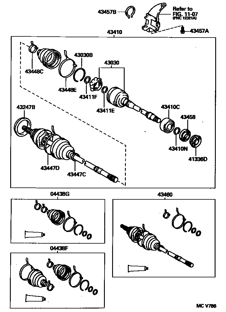 Toyota CAMRY Front Drive Shaft EPC diagram — MCV786