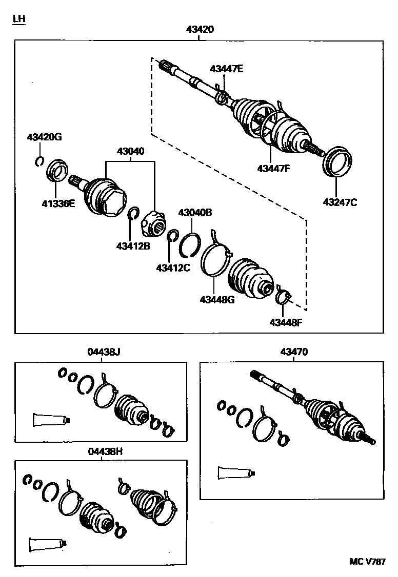 Toyota CAMRY Front Drive Shaft EPC diagram — MCV787
