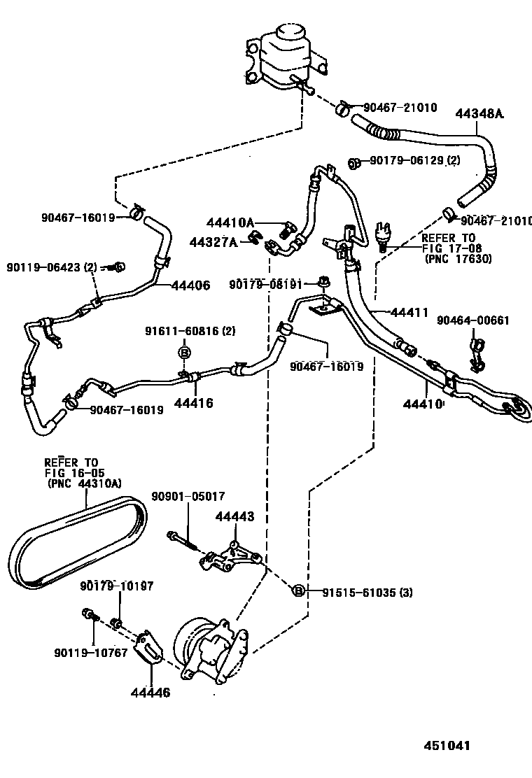 Toyota CAMRY 动力转向配管 EPC diagram — 451041