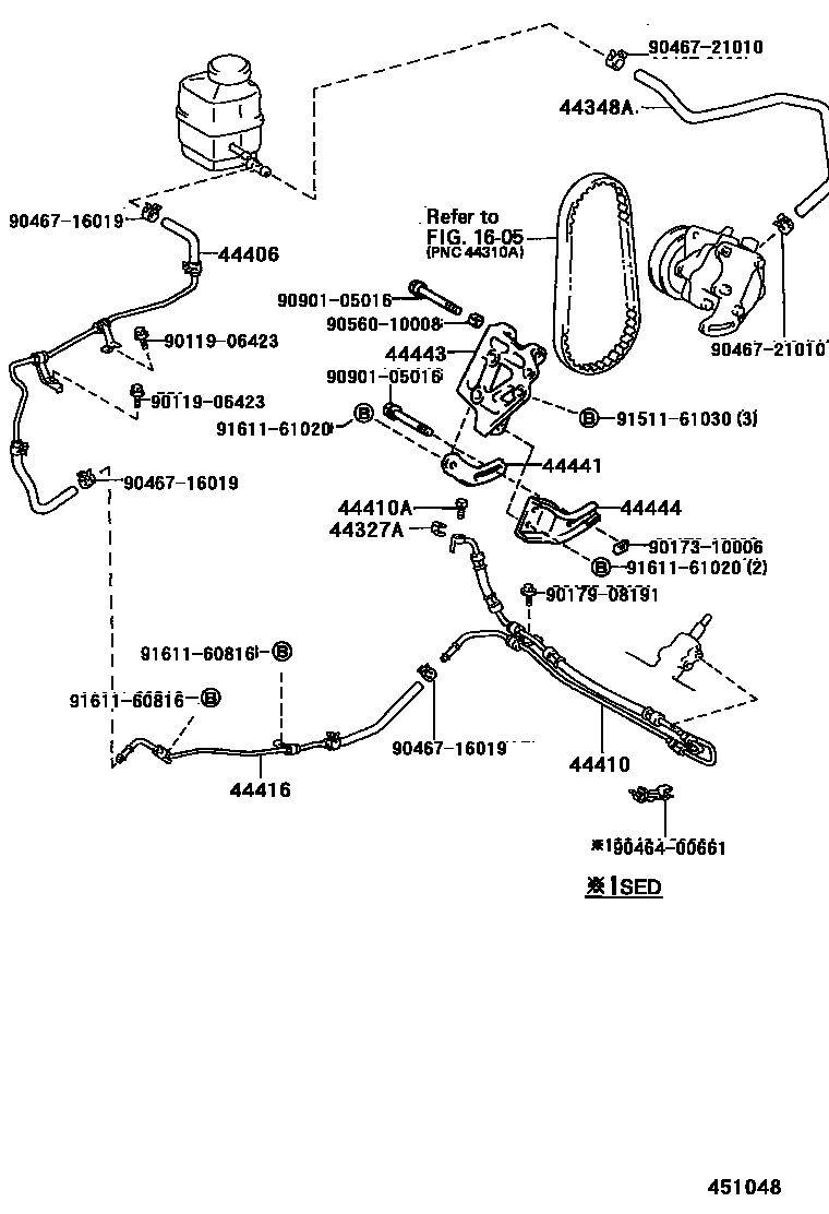 Toyota CAMRY 动力转向配管 EPC diagram — 451048