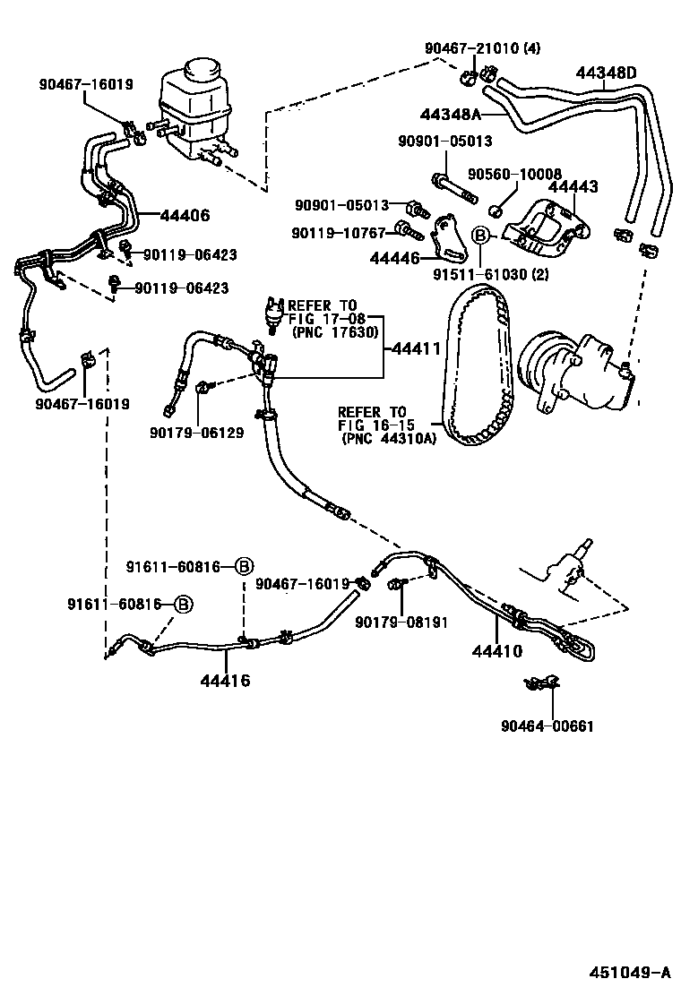 Toyota CAMRY 动力转向配管 EPC diagram — 451049A