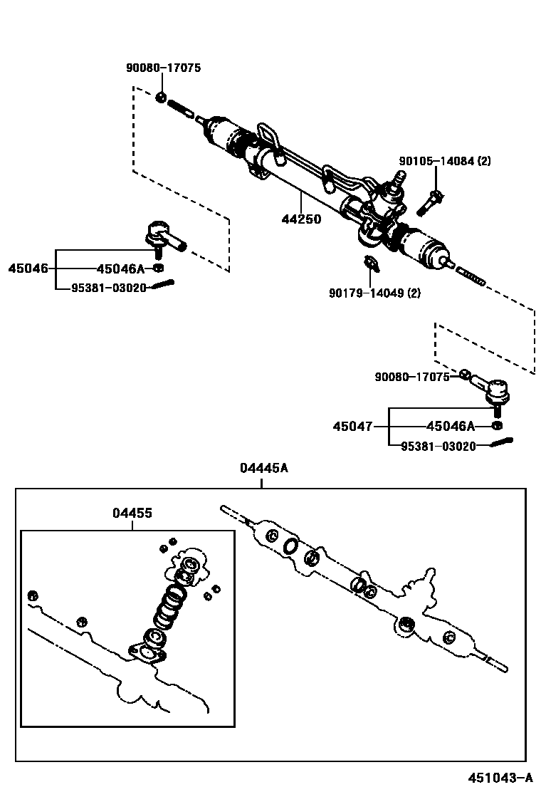 Toyota CAMRY 前转向齿轮和连杆 EPC diagram — 451043A