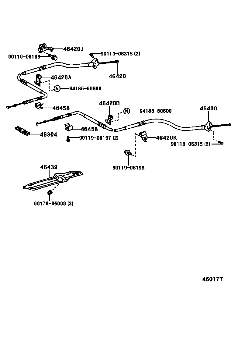 Toyota CAMRY Parking Brake & Cable EPC diagram — 460177