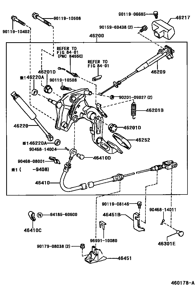 Toyota CAMRY Parking Brake & Cable EPC diagram — 460178A