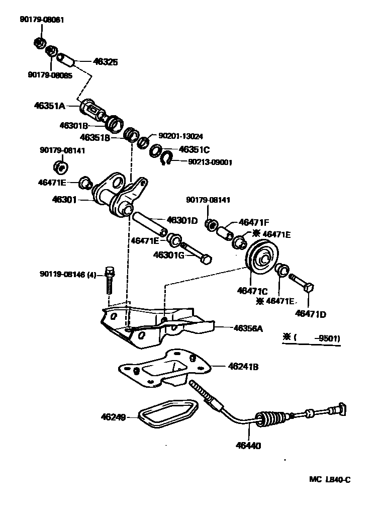Toyota CAMRY Parking Brake & Cable EPC diagram — MCL840C