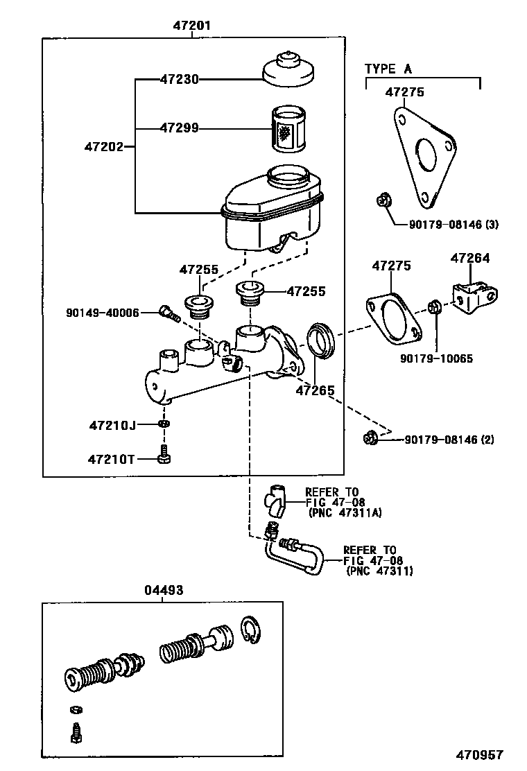 Toyota CAMRY 制动总泵 EPC diagram — 470957