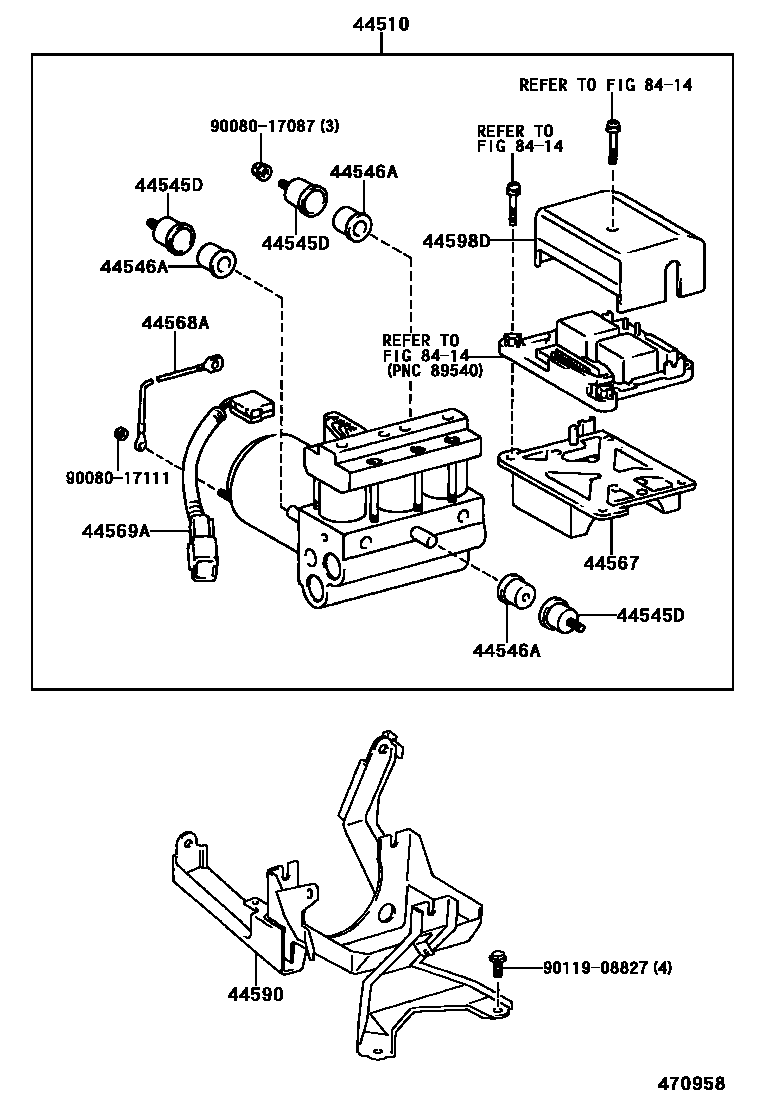 Toyota CAMRY 制动配管和卡箍 EPC diagram — 470958