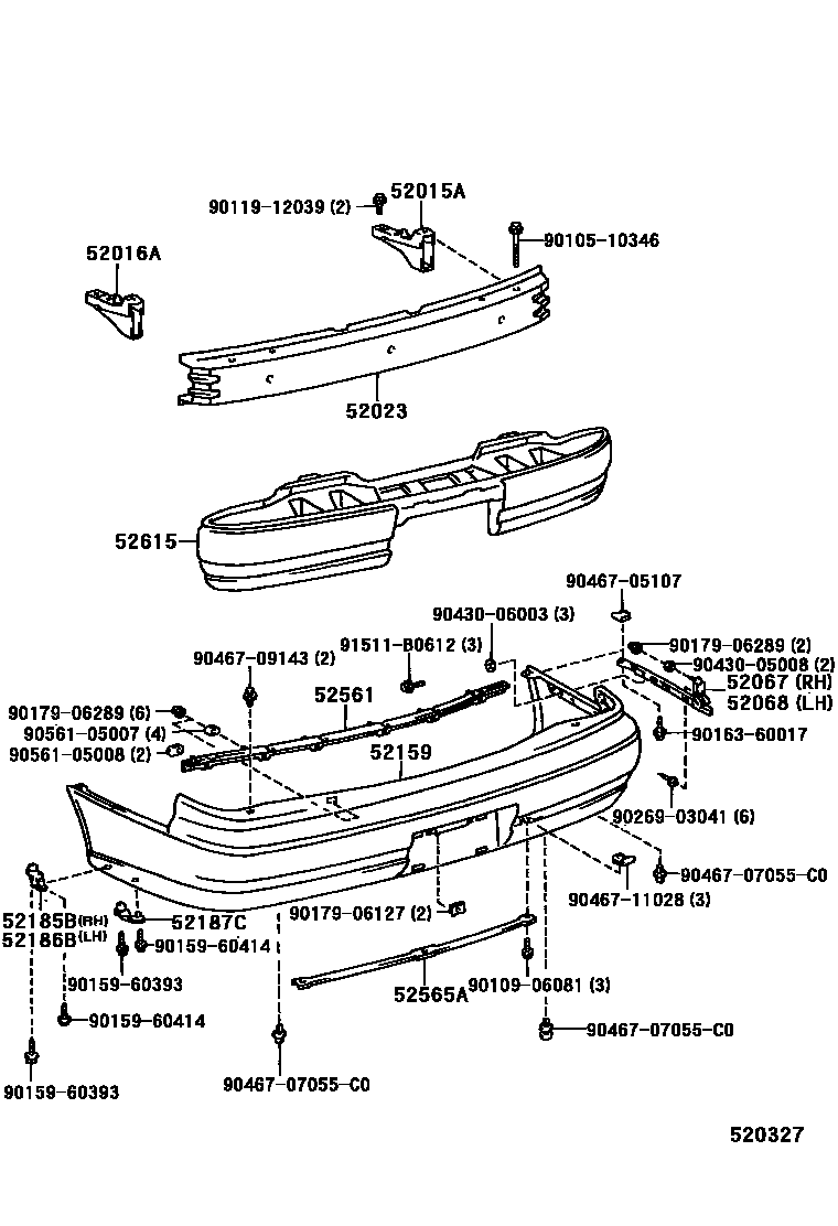 Toyota CAMRY 后保险杠及附件 EPC diagram — 520327